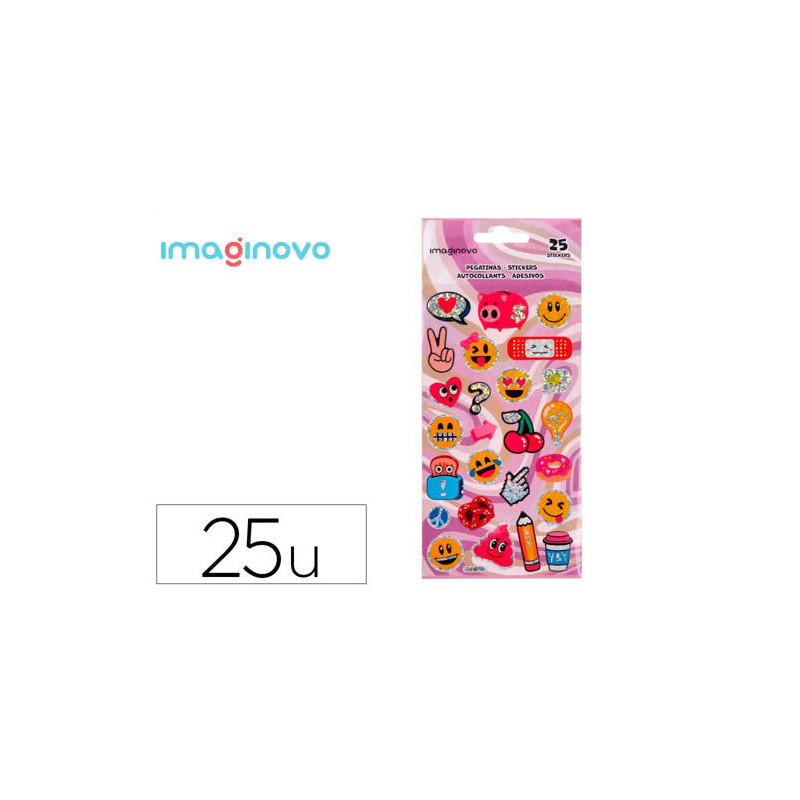 PEGATINAS IMAGINOVO DISEÑOS SURTIDOS SMILEY CON BRILLO 214X100 MM EN BLISTER