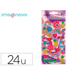 PEGATINAS IMAGINOVO DISEÑOS SURTIDOS VERANO CON BRILLO 214X100 MM EN BLISTER