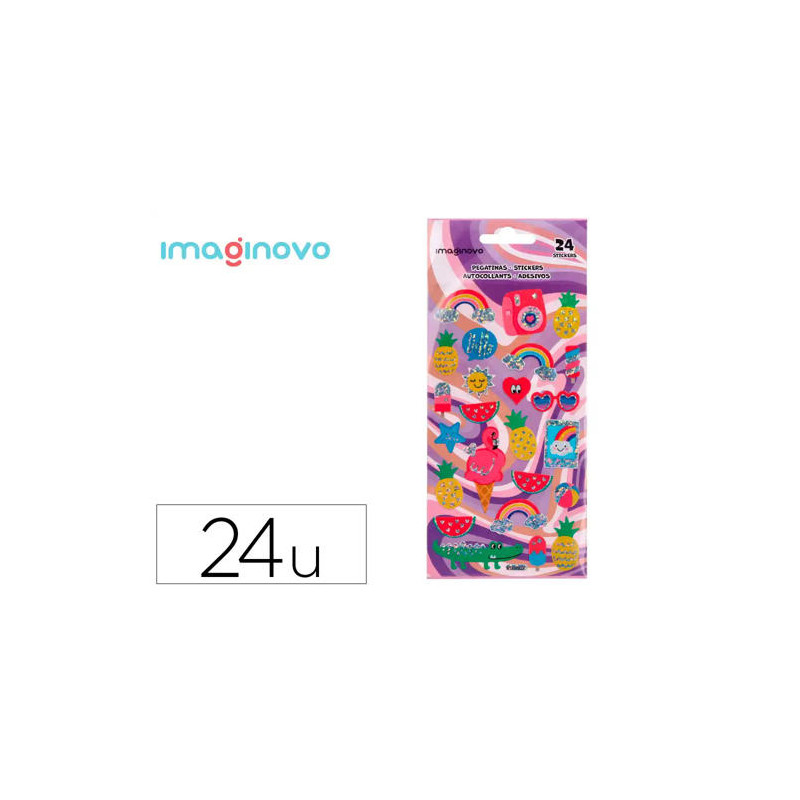 PEGATINAS IMAGINOVO DISEÑOS SURTIDOS VERANO CON BRILLO 214X100 MM EN BLISTER
