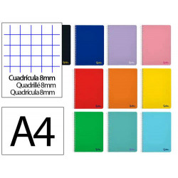 CUADERNO ESPIRAL LIDERPAPEL DIN A4 SMART TAPA BLANDA 80H 75GR CUADRO 8 MM CON MARGEN COLORES SURTIDO