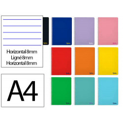 CUADERNO ESPIRAL LIDERPAPEL DIN A4 SMART TAPA BLANDA 80H 75GR HORIZONTAL 8MM CON MARGEN COLORES SURT