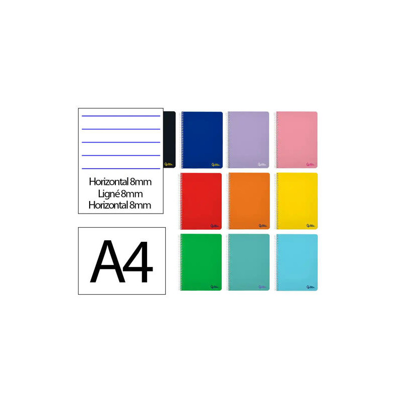 CUADERNO ESPIRAL LIDERPAPEL DIN A4 SMART TAPA BLANDA 80H 75GR HORIZONTAL 8MM CON MARGEN COLORES SURT