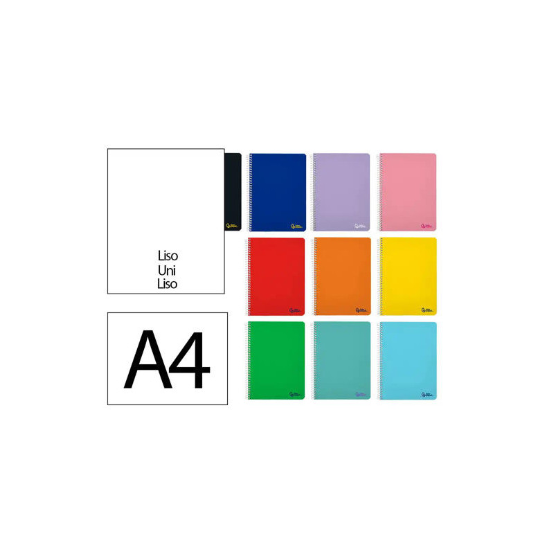 CUADERNO ESPIRAL LIDERPAPEL DIN A4 SMART TAPA BLANDA 80H 75GR LISO SIN MARGEN COLORES SURTIDOS