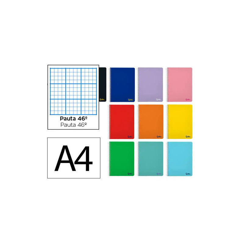CUADERNO ESPIRAL LIDERPAPEL DIN A4 SMART TAPA BLANDA 80H 75GR RAYADO N46 COLORES SURTIDOS