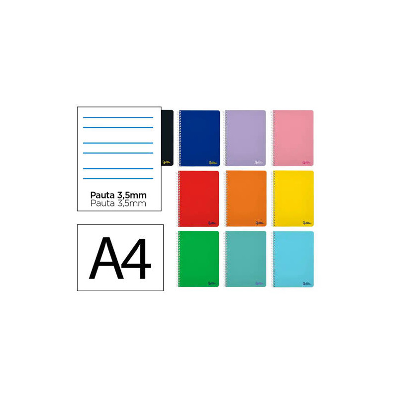 CUADERNO ESPIRAL LIDERPAPEL DIN A4 SMART TAPA BLANDA 80H 75GR RAYADO MONTESSORI 3,5MM CON MARGEN COL