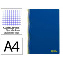 CUADERNO ESPIRAL LIDERPAPEL DIN A4 SMART TAPA BLANDA 80H 75GR CUADRO 4MM CON MARGEN COLOR AZUL OSCUR