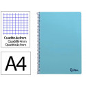 CUADERNO ESPIRAL LIDERPAPEL DIN A4 SMART TAPA BLANDA 80H 75GR CUADRO 4MM CON MARGEN COLOR CELESTE
