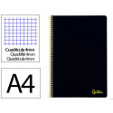 CUADERNO ESPIRAL LIDERPAPEL DIN A4 SMART TAPA BLANDA 80H 75GR CUADRO 4MM CON MARGEN COLOR NEGRO