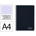 CUADERNO ESPIRAL LIDERPAPEL DIN A4 WITTY TAPA DURA 80H 90GR CUADRO 4MM CON MARGEN COLOR NEGRO