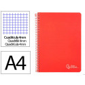 CUADERNO ESPIRAL LIDERPAPEL DIN A4 WITTY TAPA DURA 80H 90GR CUADRO 4MM CON MARGEN COLOR ROJO