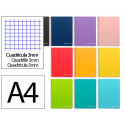 CUADERNO ESPIRAL LIDERPAPEL DIN A4 WITTY TAPA DURA 80H 90GR CUADRO 3MM CON MARGEN COLORES SURTIDOS