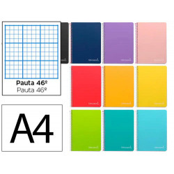 CUADERNO ESPIRAL LIDERPAPEL DIN A4 WITTY TAPA DURA 80H 90GR RAYADO N46 COLORES SURTIDOS