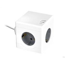 REGLETA Q-CONNECT DE CUBO ENCHUFE MULTIPLE POWER CUBE 6 EN 1 CABLE DE 1,4MT 3 TOMAS DE CORRIENTE+2 U