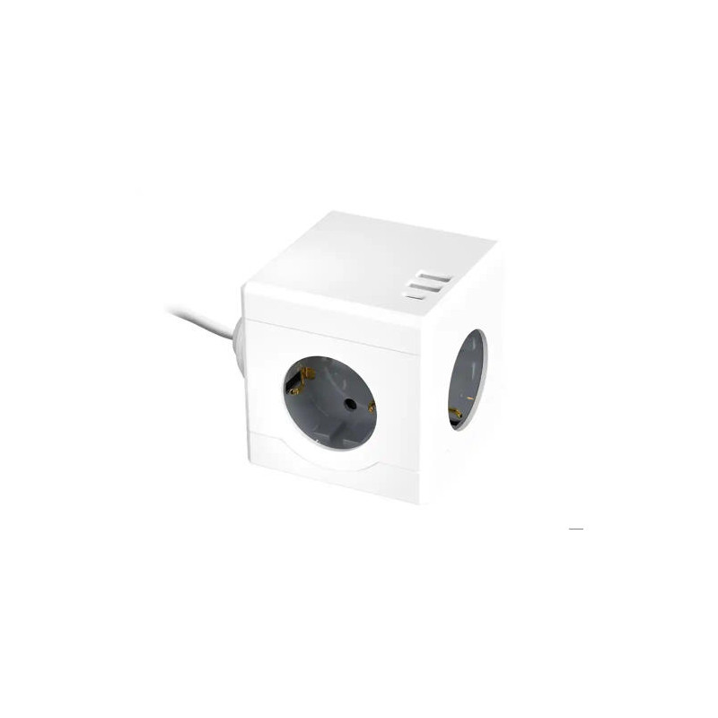 REGLETA Q-CONNECT DE CUBO ENCHUFE MULTIPLE POWER CUBE 6 EN 1 CABLE DE 1,4MT 3 TOMAS DE CORRIENTE+2 U