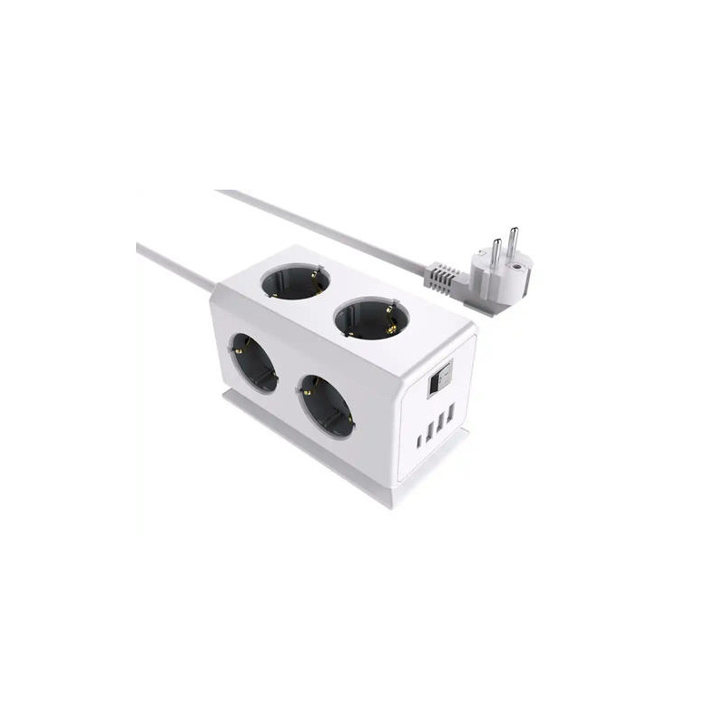 REGLETA Q-CONNECT ENCHUFE MULTIPLE 10 EN 1 CABLE 1,4 MT 6 TOMAS DE CORRIENTE+3 USB+1 USB TIPO C 140X