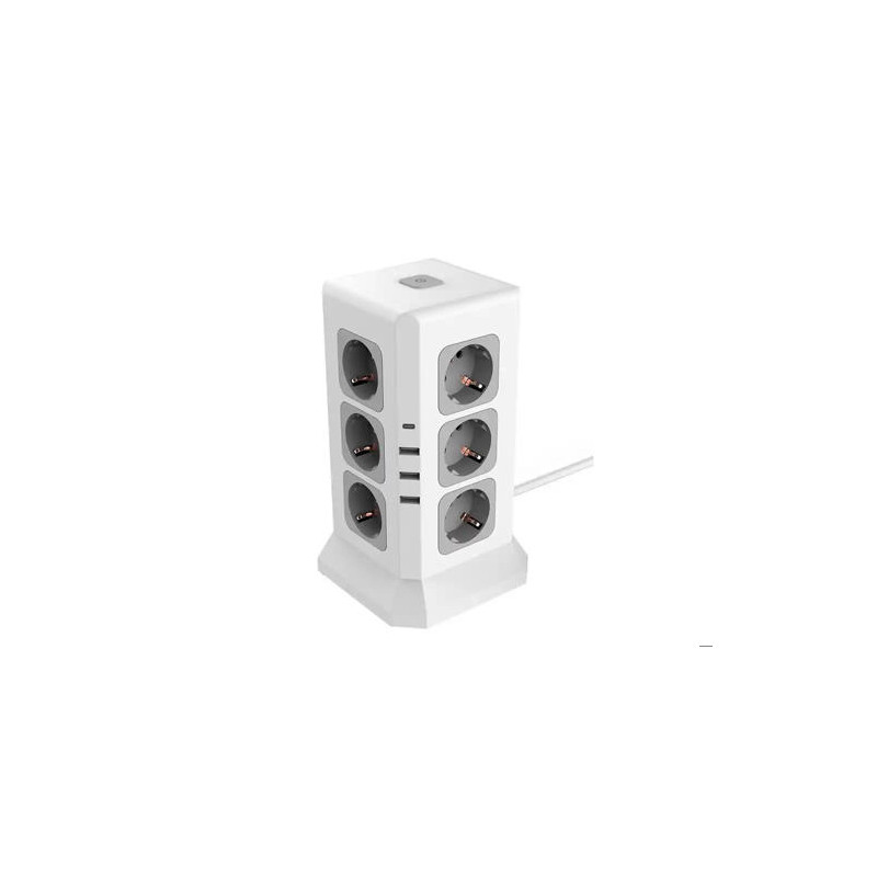 REGLETA Q-CONNECT ENCHUFE MULTIPLE 16 EN 1 CABLE 2 MT 12 TOMAS DE CORRIENTE+3 USB+1 USB TIPO C 120X1