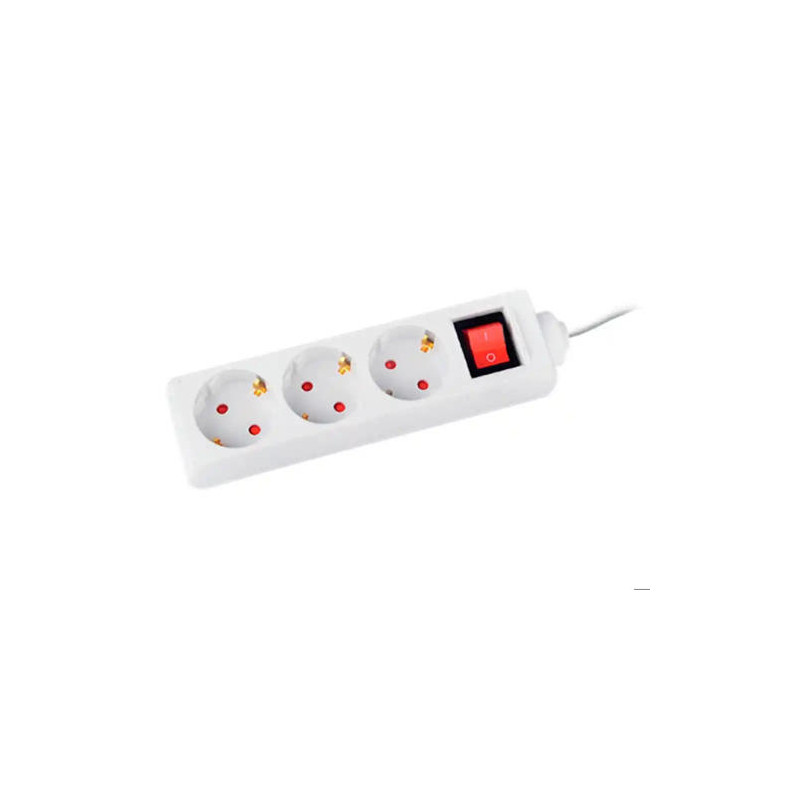 REGLETA Q-CONNECT 3 TOMAS DE CORRIENTE CON INTERRUPTOR LONGITUD CABLE 1,5 MT COLOR BLANCO