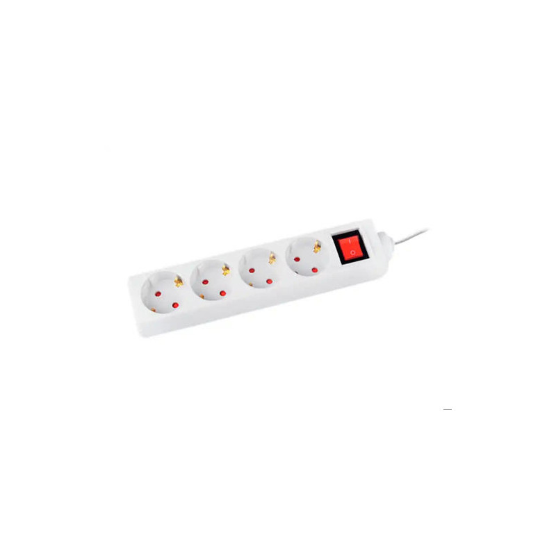 REGLETA Q-CONNECT 4 TOMAS DE CORRIENTE CON INTERRUPTOR LONGITUD CABLE 1,5 MT COLOR BLANCO