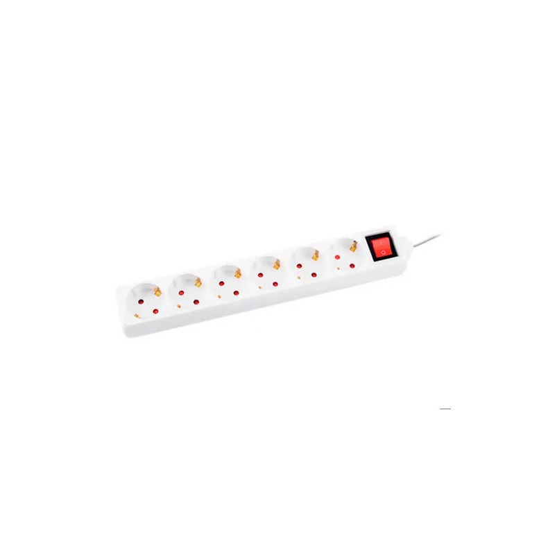 REGLETA Q-CONNECT 6 TOMAS DE CORRIENTE CON INTERRUPTOR LONGITUD CABLE 1,5 MT COLOR BLANCO