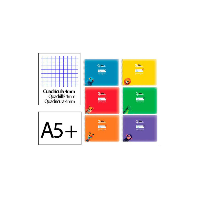 LIBRETA LIDERPAPEL PAUTAGUIA TAPA CARTONCILLO 32H DIN A5+ 75GR CUADRICULADO PAUTADO 4MM APAISADA CON