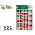 GOMETS LIDERPAPEL AUTOADHESIVO S FIGURAS DE COLORES Y TAMAÑOSSURTIDOS BOLSA DE 10 HOJAS 1188 UNIDADE