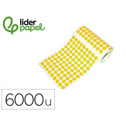 GOMETS LIDERPAPEL AUTOADHESIVO S CIRCULOS 10,5 MM AMARILLO ROLLO DE 6000 UNIDADES EN CAJA DE CARTON