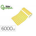 GOMETS LIDERPAPEL AUTOADHESIVO S CIRCULOS 10,5 MM AMARILLO ROLLO DE 6000 UNIDADES EN CAJA DE CARTON