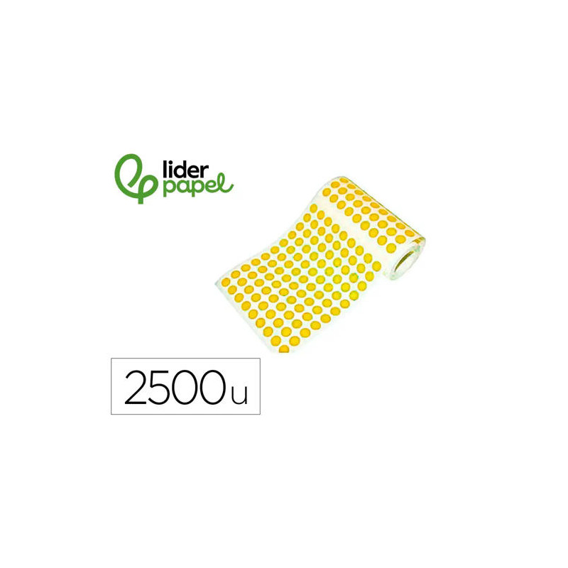 GOMETS LIDERPAPEL AUTOADHESIVO S CIRCULOS 15 MM AMARILLO ROLLO DE 2500 UNIDADES EN CAJA DE CARTON