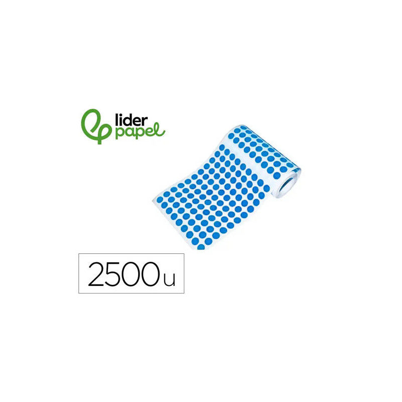 GOMETS LIDERPAPEL AUTOADHESIVO S CIRCULOS 15 MM AZUL ROLLO DE 2500 UNIDADES EN CAJA DE CARTON