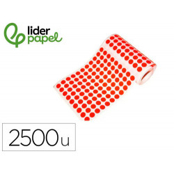GOMETS LIDERPAPEL AUTOADHESIVO S CIRCULOS 15 MM ROJO ROLLO DE 2500 UNIDADES EN CAJA DE CARTON
