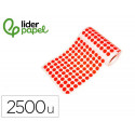 GOMETS LIDERPAPEL AUTOADHESIVO S CIRCULOS 15 MM ROJO ROLLO DE 2500 UNIDADES EN CAJA DE CARTON