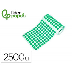 GOMETS LIDERPAPEL AUTOADHESIVO S CIRCULOS 15 MM VERDE ROLLO DE 2500 UNIDADES EN CAJA DE CARTON
