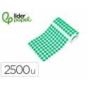 GOMETS LIDERPAPEL AUTOADHESIVO S CIRCULOS 15 MM VERDE ROLLO DE 2500 UNIDADES EN CAJA DE CARTON