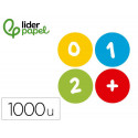 GOMETS LIDERPAPEL AUTOADHESIVO S REDONDO NUMEROS 20 MM COLORES SURTIDOS ROLLO DE 1000 UNIDADES EN CA