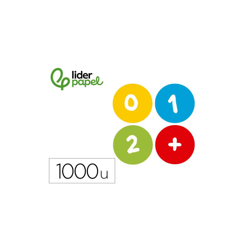 GOMETS LIDERPAPEL AUTOADHESIVO S REDONDO NUMEROS 20 MM COLORES SURTIDOS ROLLO DE 1000 UNIDADES EN CA
