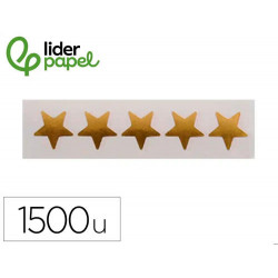 GOMETS LIDERPAPEL AUTOADHESIVO S ESTRELLAS DORADAS 20 MM 1500 UNIDADES EN CAJA DE CARTON