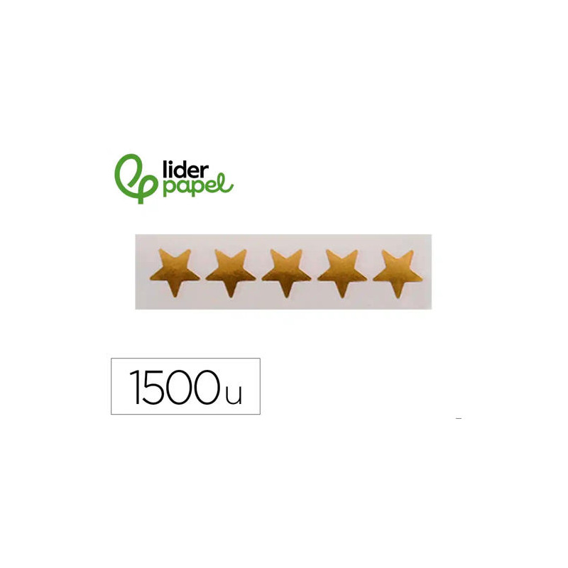 GOMETS LIDERPAPEL AUTOADHESIVO S ESTRELLAS DORADAS 20 MM 1500 UNIDADES EN CAJA DE CARTON