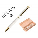 BOLIGRAFO BELIUS WILD WEST ALUMINIO COLOR CREMA DORADO TINTA COLOR AZUL CAJA DE DISEÑO