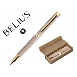 BOLIGRAFO BELIUS WILD WEST ALUMINIO COLOR BEIGE DORADO TINTA COLOR AZUL CAJA DE DISE¥O