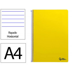 CUADERNO ESPIRAL LIDERPAPEL DIN A4 SMART TAPA BLANDA 80H 75GR RAYADO HORIZONTAL CON MARGEN COLOR AMA