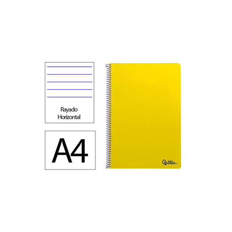 CUADERNO ESPIRAL LIDERPAPEL DIN A4 SMART TAPA BLANDA 80H 75GR RAYADO HORIZONTAL CON MARGEN COLOR AMA