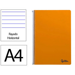 CUADERNO ESPIRAL LIDERPAPEL DIN A4 SMART TAPA BLANDA 80H 75GR RAYADO HORIZONTAL CON MARGEN COLOR NAR