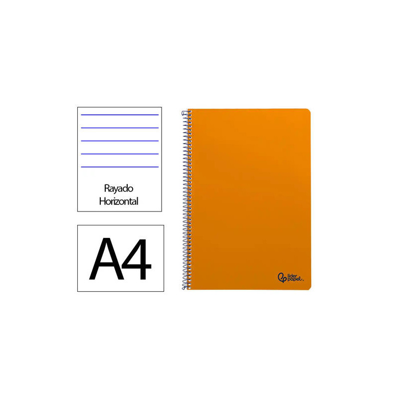 CUADERNO ESPIRAL LIDERPAPEL DIN A4 SMART TAPA BLANDA 80H 75GR RAYADO HORIZONTAL CON MARGEN COLOR NAR