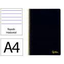 CUADERNO ESPIRAL LIDERPAPEL DIN A4 SMART TAPA BLANDA 80H 75GR RAYADO HORIZONTAL CON MARGEN COLOR NEG