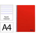 CUADERNO ESPIRAL LIDERPAPEL DIN A4 SMART TAPA BLANDA 80H 75GR RAYADO HORIZONTAL CON MARGEN COLOR ROJ