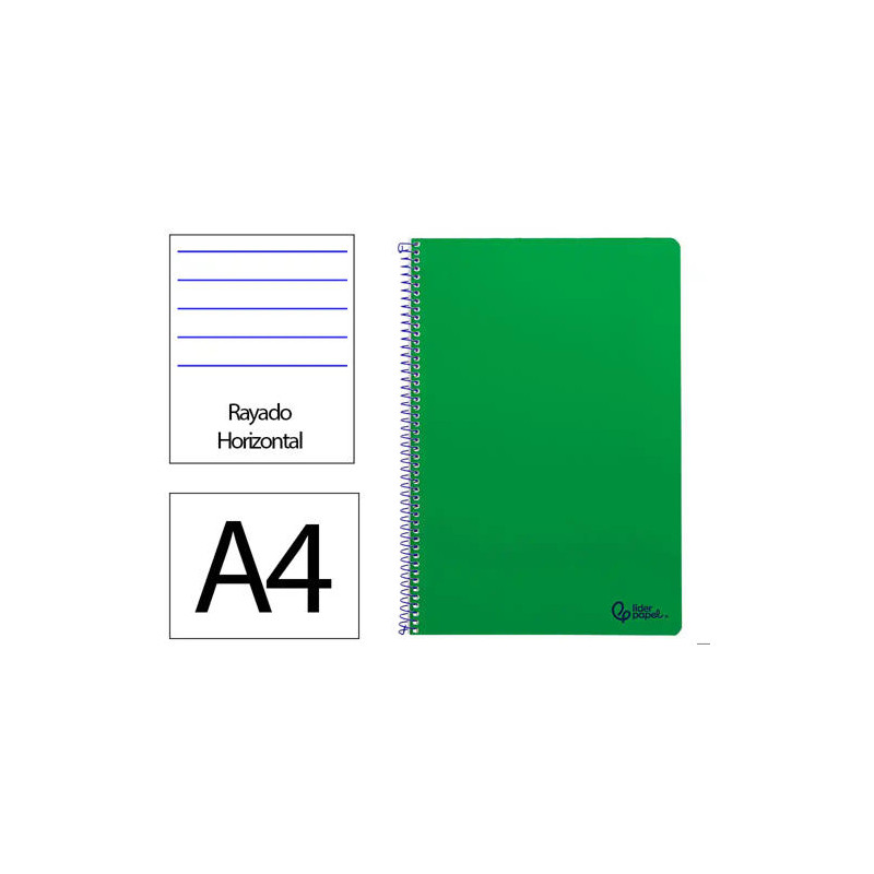CUADERNO ESPIRAL LIDERPAPEL DIN A4 SMART TAPA BLANDA 80H 75GR RAYADO HORIZONTAL CON MARGEN COLOR VER