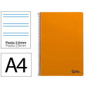 CUADERNO ESPIRAL LIDERPAPEL DIN A4 SMART TAPA BLANDA 80H 75GR PAUTA 2,5MM CON MARGEN COLOR NARANJA