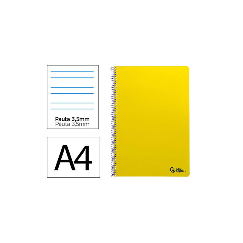CUADERNO ESPIRAL LIDERPAPEL DIN A4 SMART TAPA BLANDA 80H 75GR PAUTA 3,5MM CON MARGEN COLOR AMARILLO