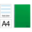 CUADERNO ESPIRAL LIDERPAPEL DIN A4 SMART TAPA BLANDA 80H 75GR PAUTA 3,5MM CON MARGEN COLOR VERDE