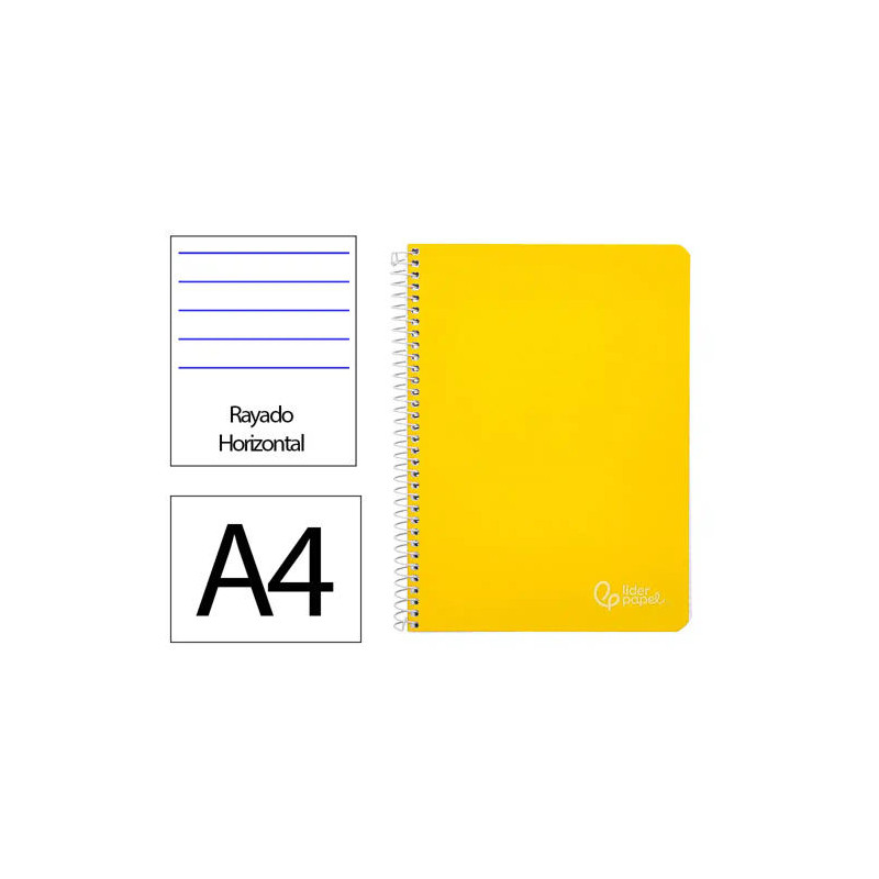 CUADERNO ESPIRAL LIDERPAPEL DIN A4 WITTY TAPA DURA 80H 90GR RAYADO HORIZONTAL CON MARGEN COLOR AMARI